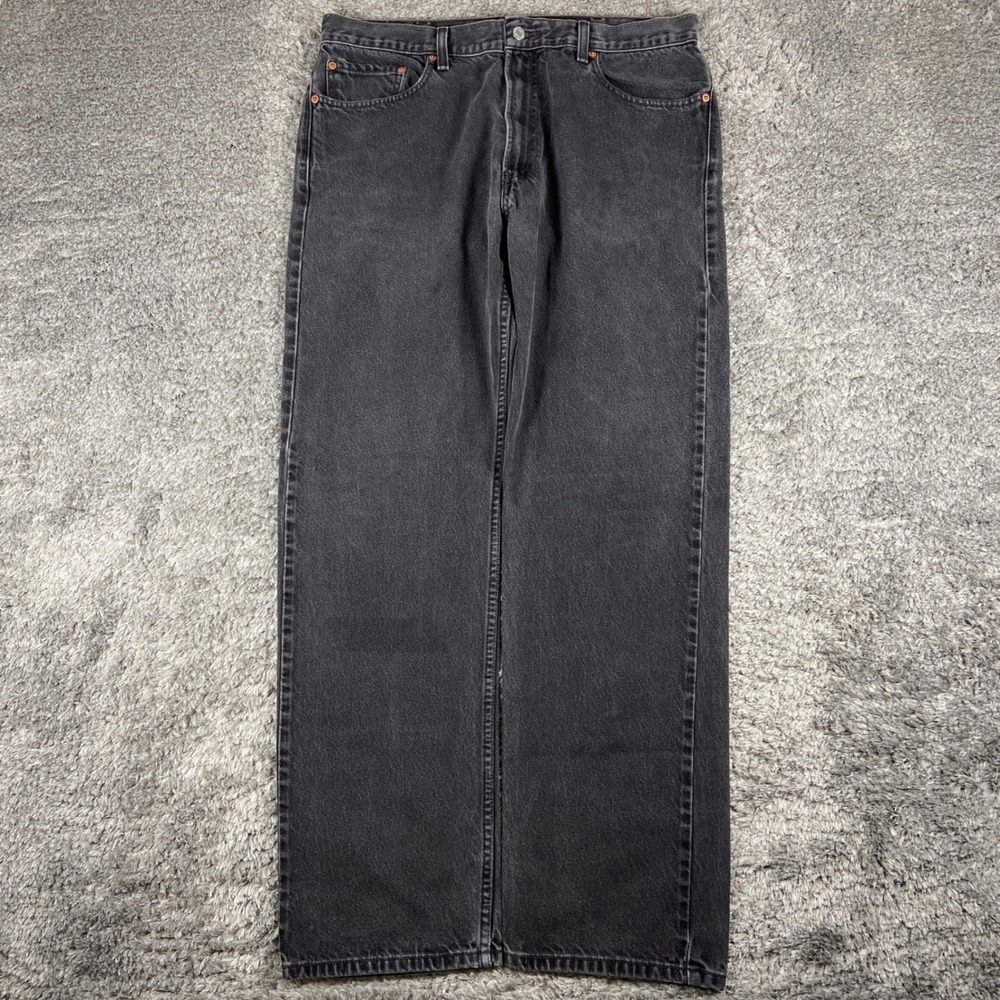 Vintage Levi's 505 Jeans Men 38x34 Black Denim Regular Fit Straight Leg Pant Y2k - Picture 2 of 11